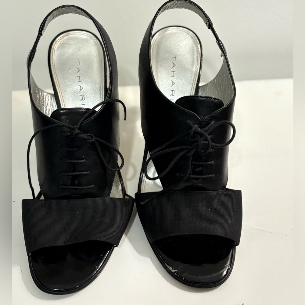 Tahari Black Open-Toe Heels